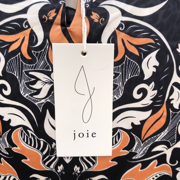 NWT Joie black patterned long sleeve blouse - Picture 7 of 7